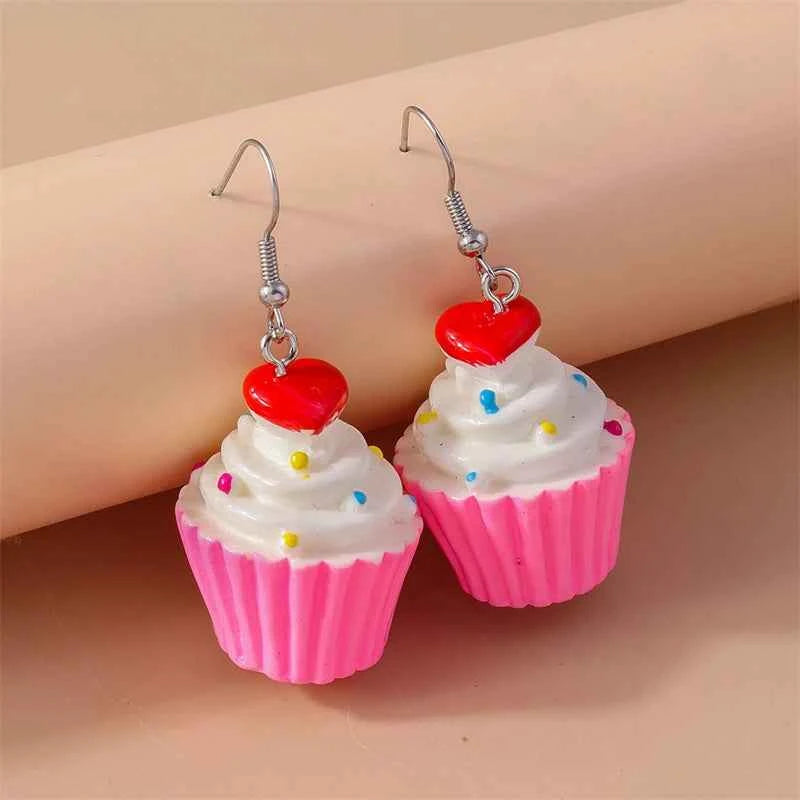 Sweet Food Cake Drop Earrings for Women Girls Party Holiday Jewelry Gifts