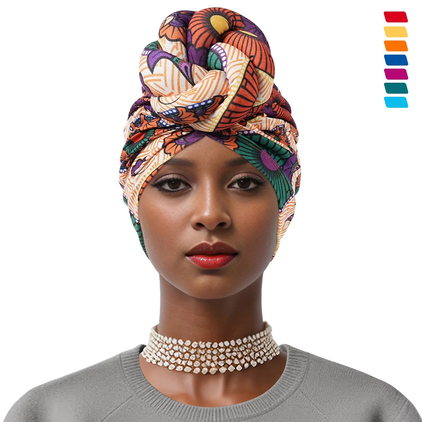 Pre-made Knot Turban, African Print Head Bonnet For Women's, Party Headwear - NamafadStore