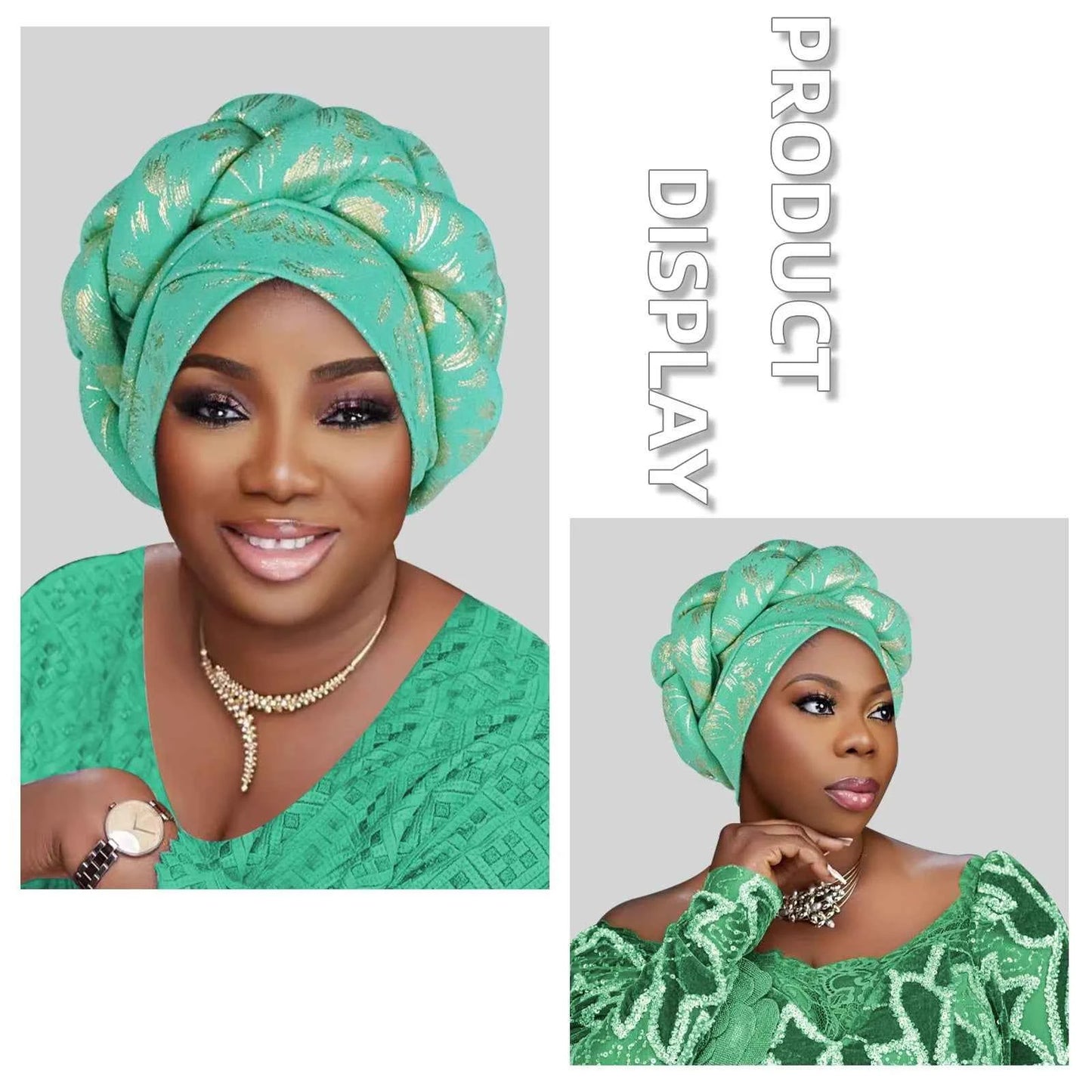 Gold Stamping Fabric Turban Cap for Women Braids Headwrap Bonnet Lady Head Cover Muslim Hat African Female Headgear - NamafadStore