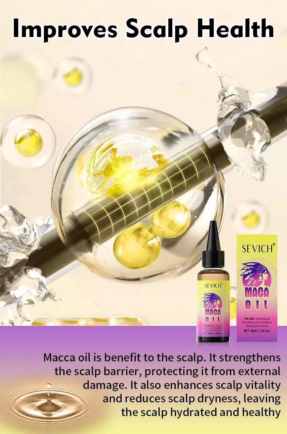 Maca Hair Growth Oil Set For Peru Maca Powder Hair Growth Butter Maca Root Hair Oil Castor Oil Anti-Hair Loss Sevich Hair Care