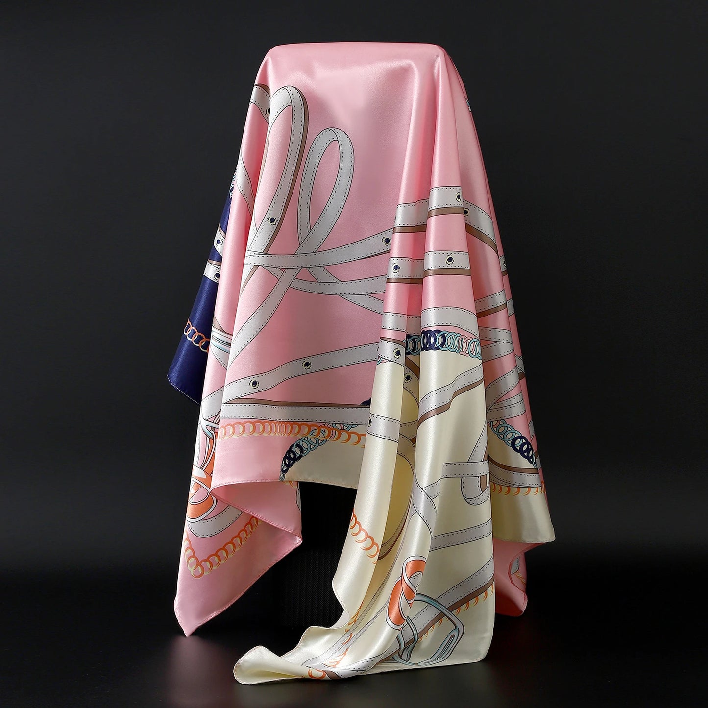 90*90cm Silk Scarf Women Print Hair Neck Square Office Ladies Shawl Bandanna Muslim Hijab Handkerchief Muffler Foulard female - NamafadStore