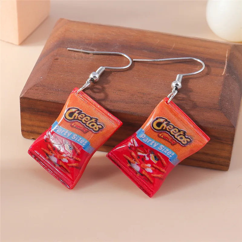 Aihua New In Fashion Women Earrings Cute Resin Food Snacks Potato Chips Earrings Handmade Party Jewelry Gifts