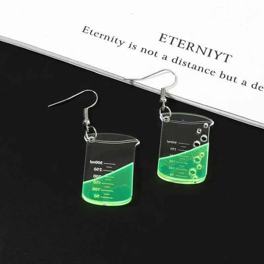 Creative Transparent Scale Cup Pendant Earrings Personalized Trendy Chemical Beakers Women's Earrings