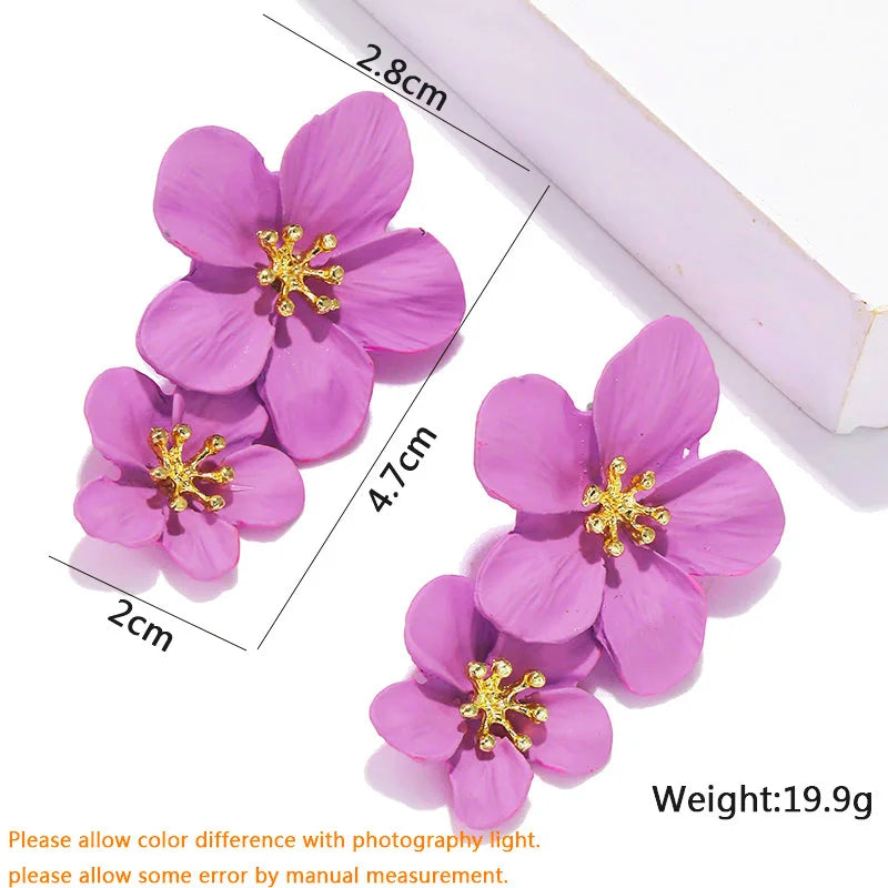 Purple Color Women Dangle Earrings Small Round Unusual Earrings Fashion Flower Butterfly Hanging earrings pendientes mujer