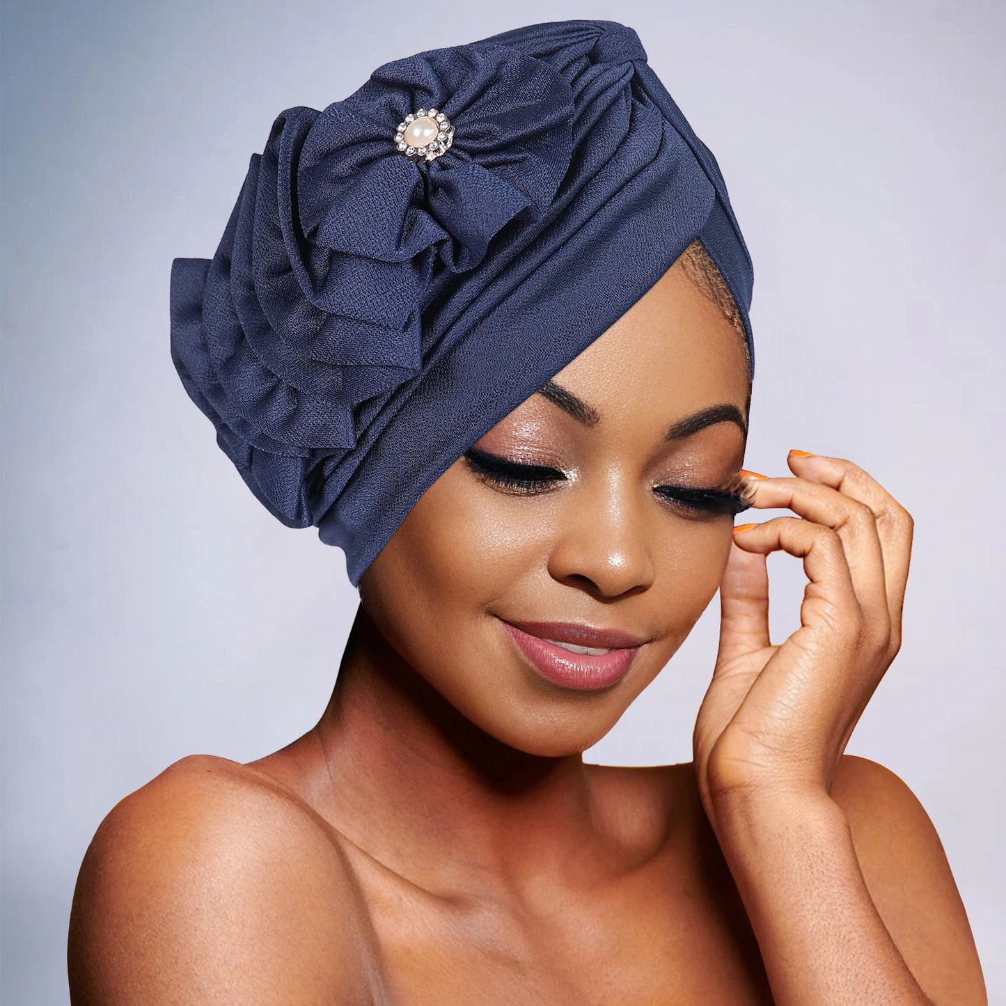 African Fashion Headband Hat Breathable Lightweight Flower Decoration Handmade Muslim Headband Hat - NamafadStore