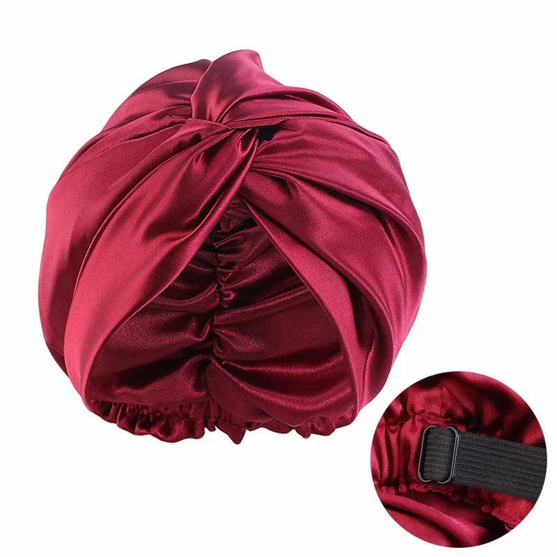 Big Flower Muslim Women Turban Satin Head Wrap Hijab Sleep Night Hat Chemo Cap Indian Elastic Beanie Ladies Hair Loss Headwear - NamafadStore