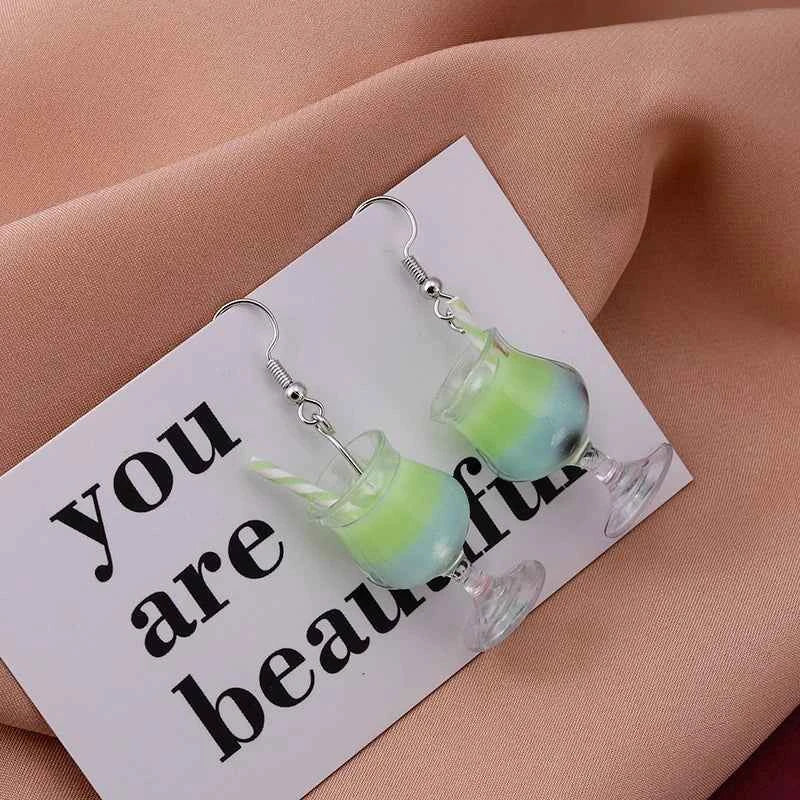 Summer Drink Drop Earrings for Women Sweet Ice Cream Bottle Pendants Dangle Earrings Girls Minimalist Party Jewelry Gifts
