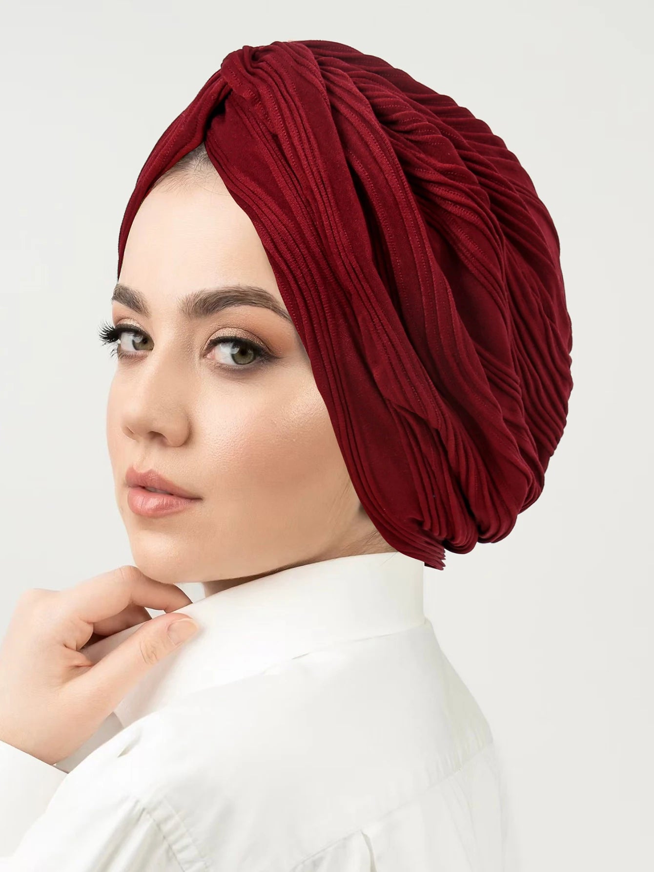 Solid Color Crinkle Muslim Hijab Caps Women's Headscarf Hat Chemo Hats Hair Care Fashion Turban Bonnet Adjustable - NamafadStore