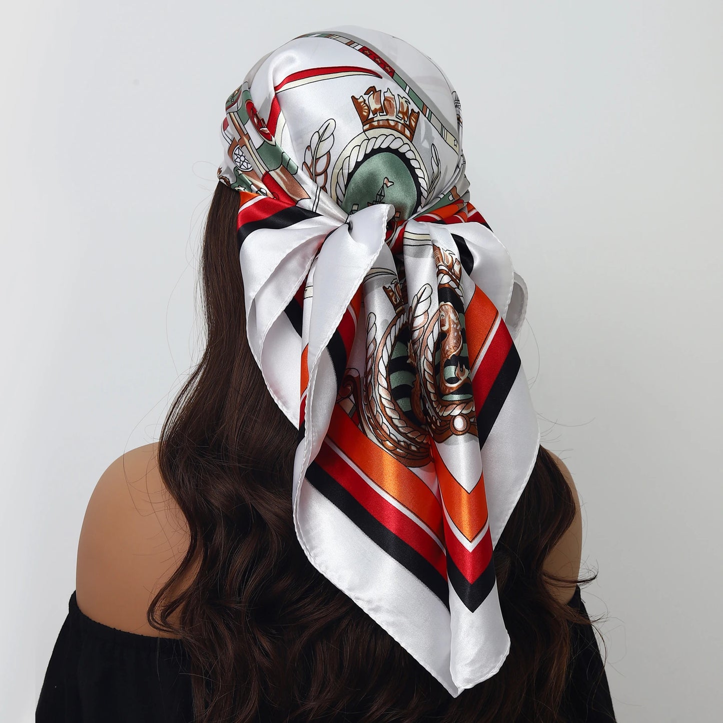 1 piece 35.4 inches Women Shawls Fashion print Summer Kerchief Luxury Brand 90X90CM Bandanna New Foulard Satin Square Headcloth - NamafadStore