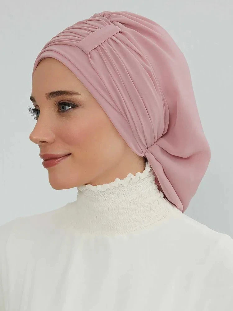 Muslim Solid Instant Turban Hat Hijab Women Caps Islamic Bandana Bonnet Fashion - NamafadStore