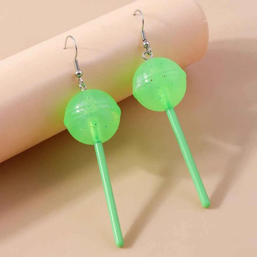 Cute Resin Candy Lollipop Earrings for Women Mini 3D Simulation Food Dangle Earrings Girls Kids Jewelry Gifts