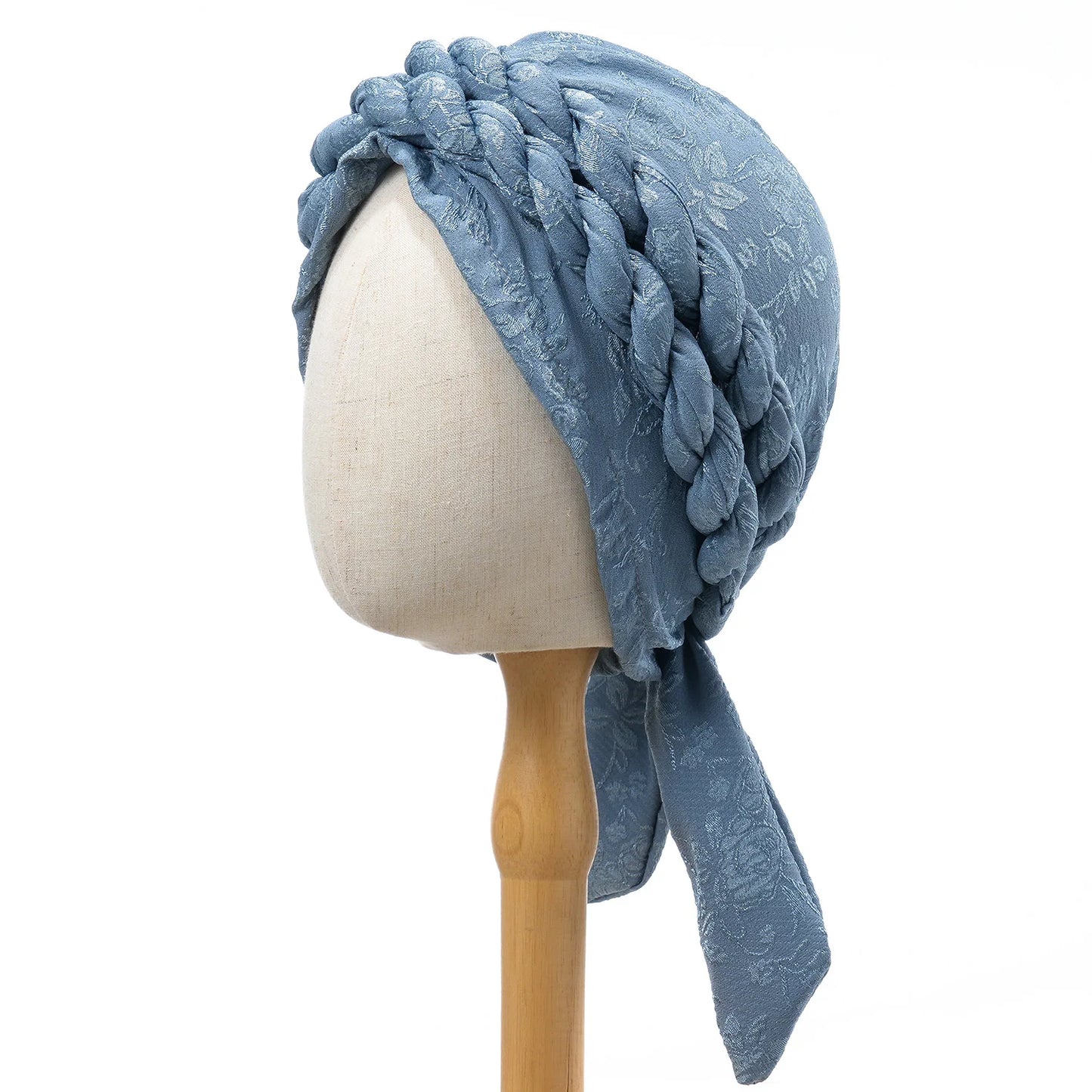 Solid Color Double Braids Turban Caps for Women Fashion Women Muslim Wrap Head Bonnet Headwear Braid Hat Turbante Mujer - NamafadStore