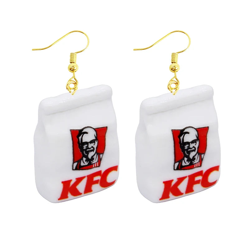Earrings For Women Girls Cute Foods Hamburg Pizza Chicken Leg Candy Bottle Handmade Candy Kids Funny Resin