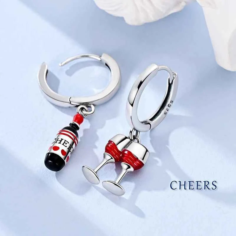 romantic 925 Sterling Silver Strawberry Rose Cherry Apple Wine Glass Red Earrings Colorful And Exquisite Niche Gifts