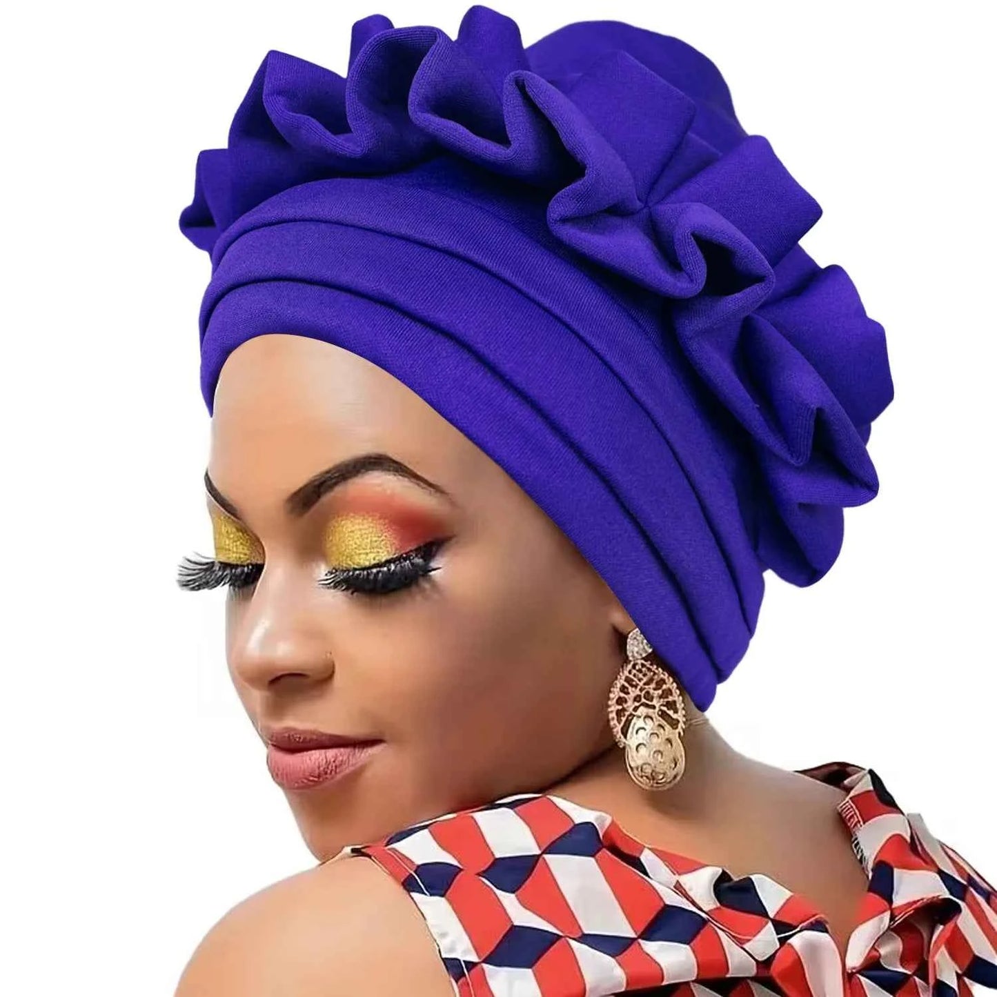 1pc Women's Turban 3-layer Brim Design With Pleated Style, Solid Color Outdoor Home Fashion Turbans, African Headwrap
