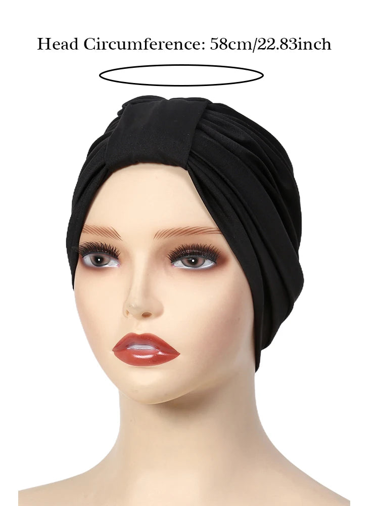 2024 New Women Muslim Hijab Caps Wrap Head Soft Elastic Ladies Turban Bonnet Fashion Solid Color Headdress Wearable - NamafadStore