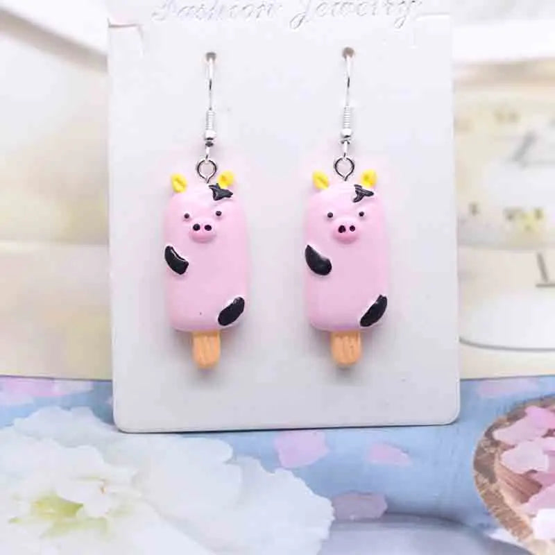 Earring For Women Resin Handmade Cute Animals Ice Cream Drinks Candy Fruits Pissa Drop Earrings Funny Gift