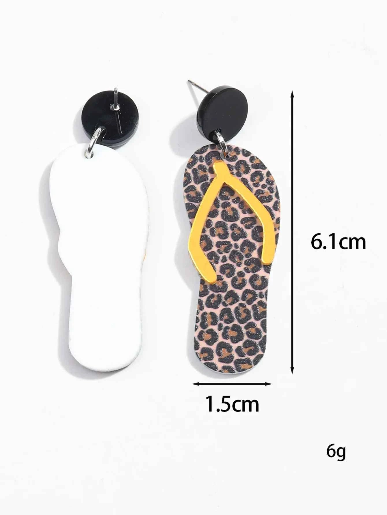 Bohomian Summer Acrylic Flower Slippers Earrings for Women Boho Resin Cute Lemon Leopard Print Shoes Earring Design Jewelry