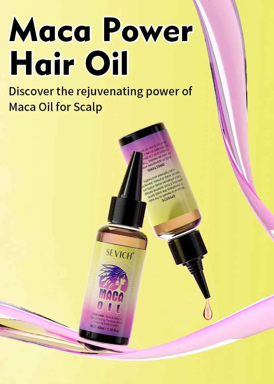 Maca Hair Growth Oil Set For Peru Maca Powder Hair Growth Butter Maca Root Hair Oil Castor Oil Anti-Hair Loss Sevich Hair Care