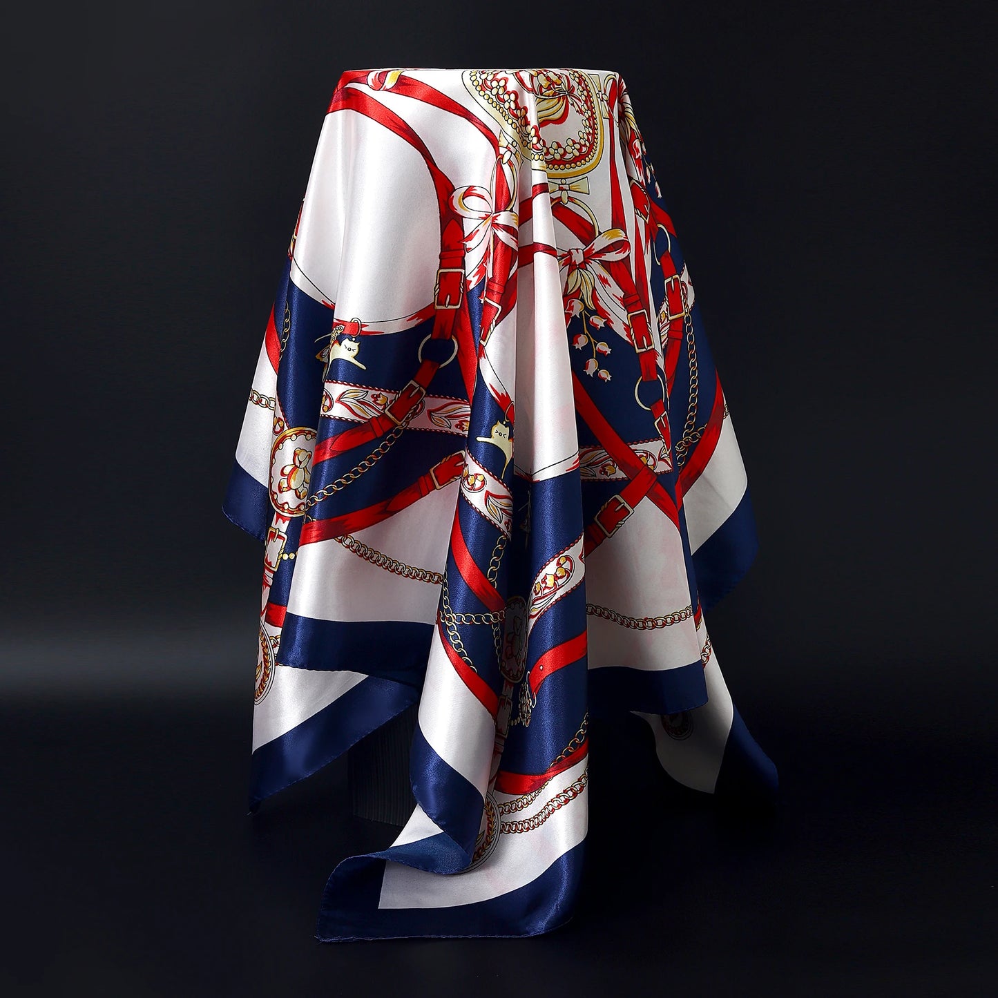 90*90cm Silk Scarf Women Print Hair Neck Square Office Ladies Shawl Bandanna Muslim Hijab Handkerchief Muffler Foulard female