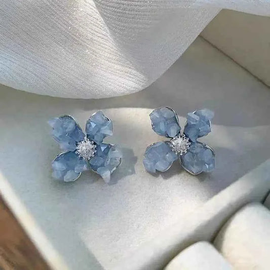 New Fashion Crystal Flower Stud Earrings for Women Exquisite Elegant Dangle Earring Vintage Wedding Party Luxury Jewelry Gift