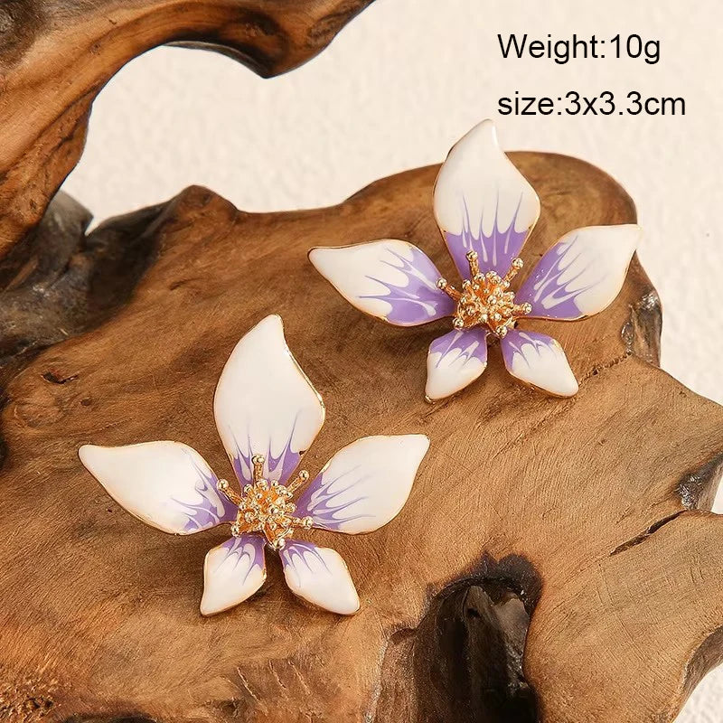 Purple Color Women Dangle Earrings Small Round Unusual Earrings Fashion Flower Butterfly Hanging earrings pendientes mujer