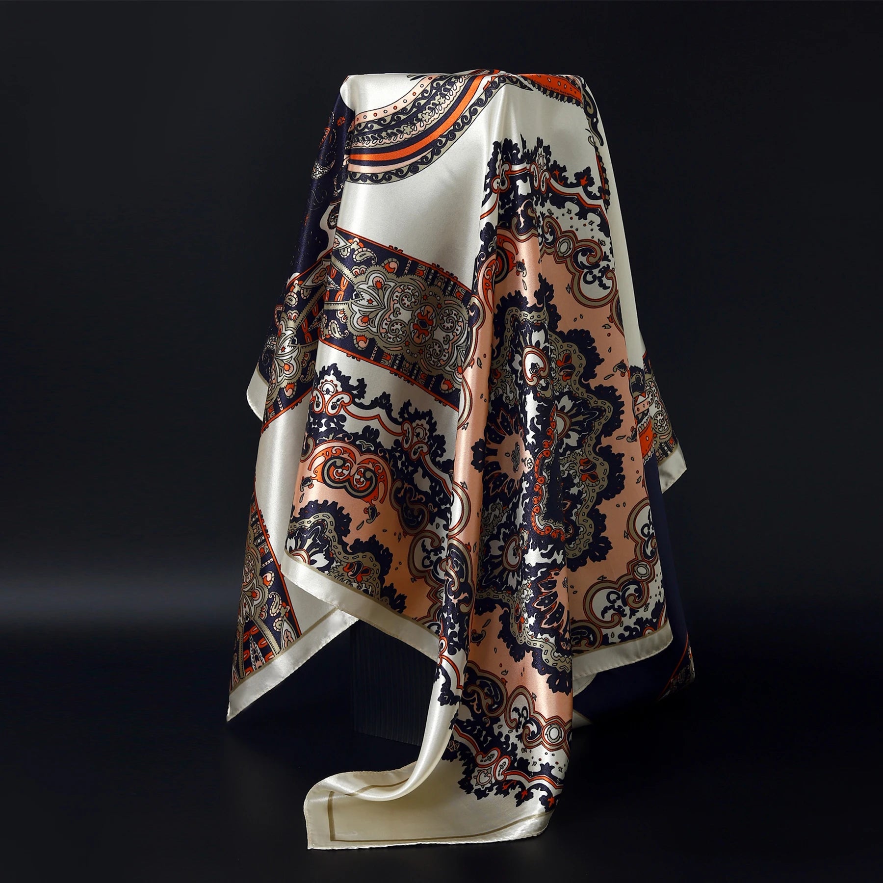 1 piece 35.4 inches Women Shawls Fashion print Summer Kerchief Luxury Brand 90X90CM Bandanna New Foulard Satin Square Headcloth - NamafadStore