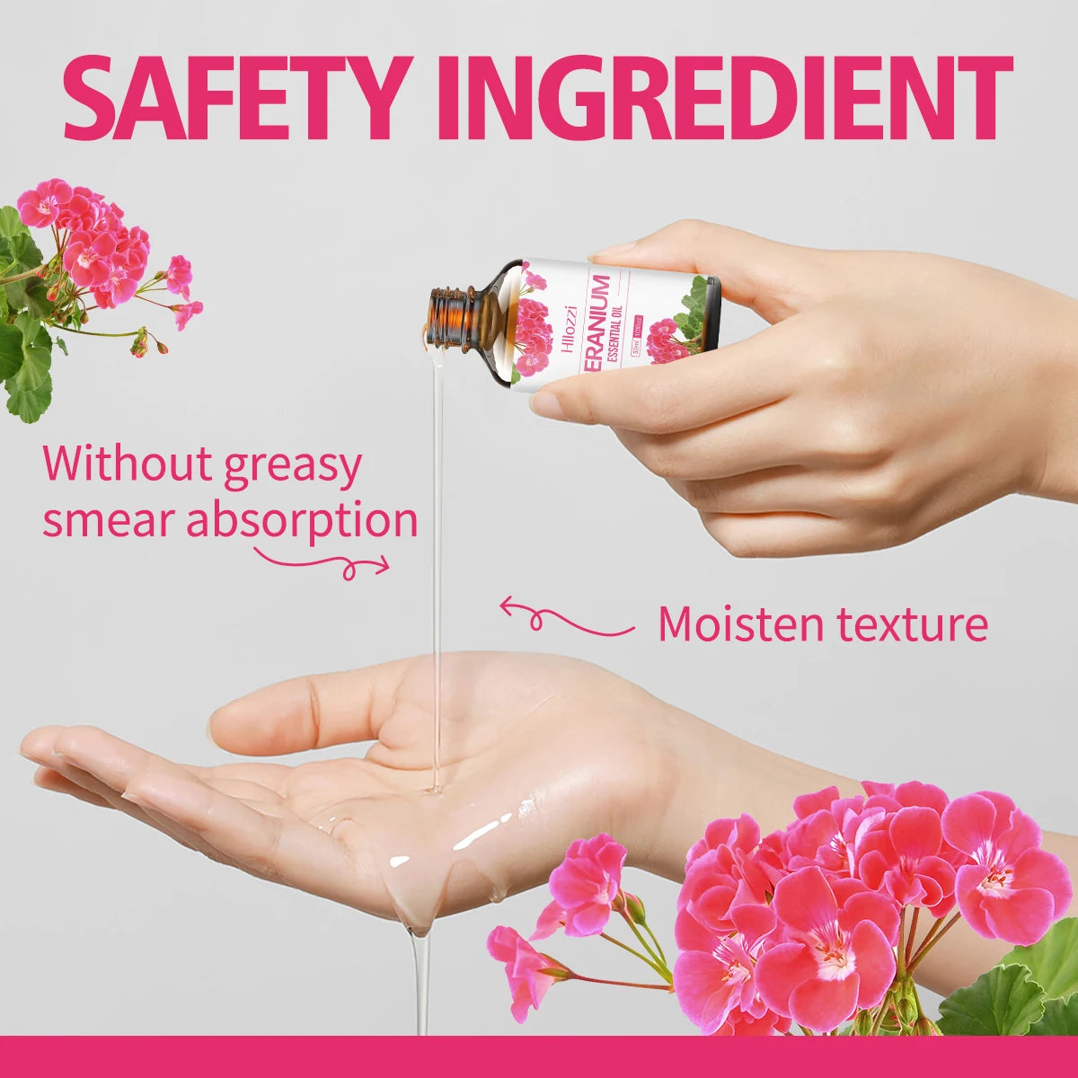 Geranium essential oil can replenish moisture and nourish the skin. It is suitable for body massage and hair care.