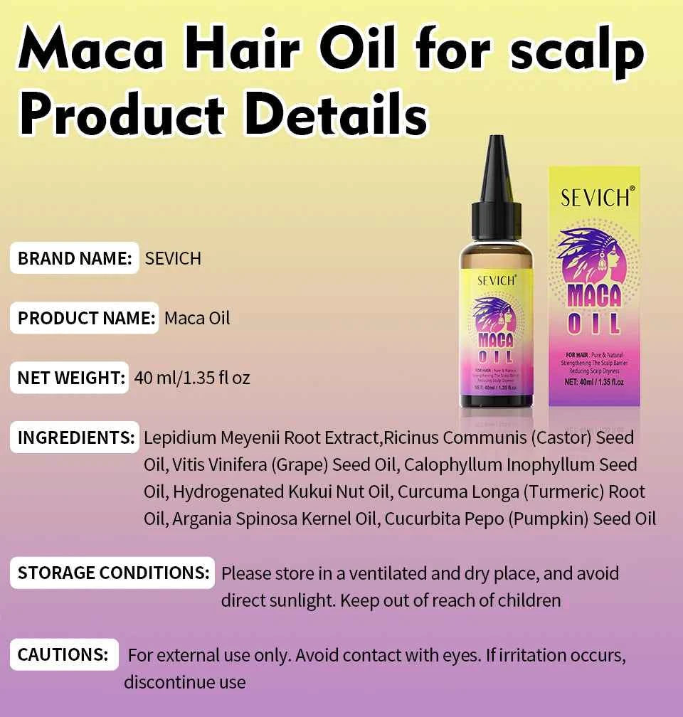 Maca Hair Growth Oil Set For Peru Maca Powder Hair Growth Butter Maca Root Hair Oil Castor Oil Anti-Hair Loss Sevich Hair Care