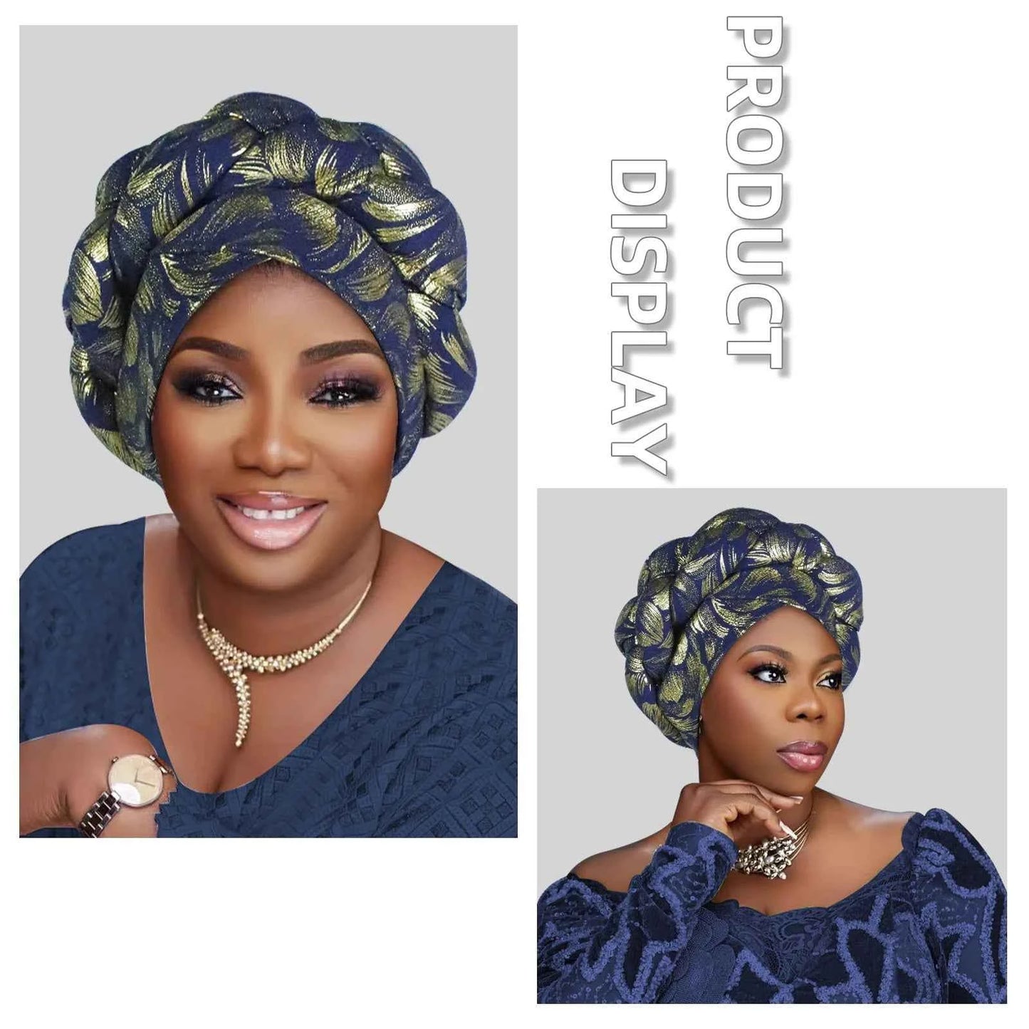 Gold Stamping Fabric Turban Cap for Women Braids Headwrap Bonnet Lady Head Cover Muslim Hat African Female Headgear - NamafadStore