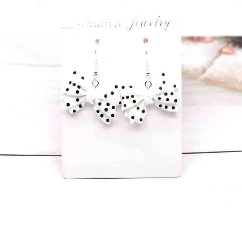 28*20mm Earrings For Girls Women Resin Handmade Cute Small Dot Bowknot Resin Flatback Charms Drop Earrings Funny Gift