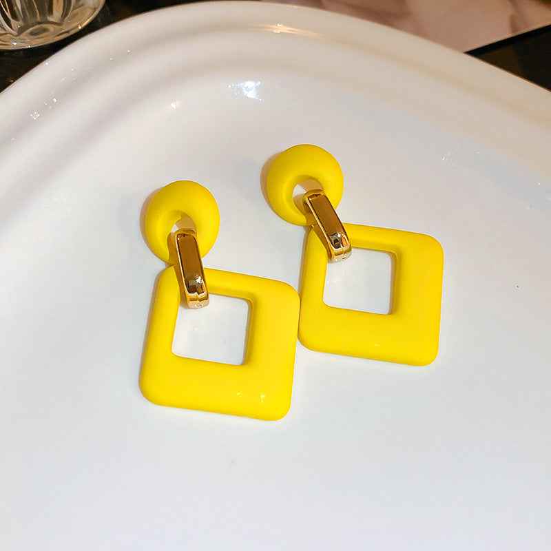 Geometry Yellow Drop Earring for Women 2023 New In Flower Earring Versatile Luxury Designer Jewelry Girls' Night