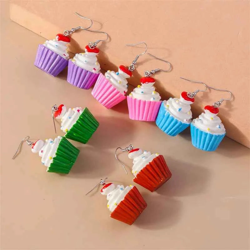 Sweet Food Cake Drop Earrings for Women Girls Party Holiday Jewelry Gifts