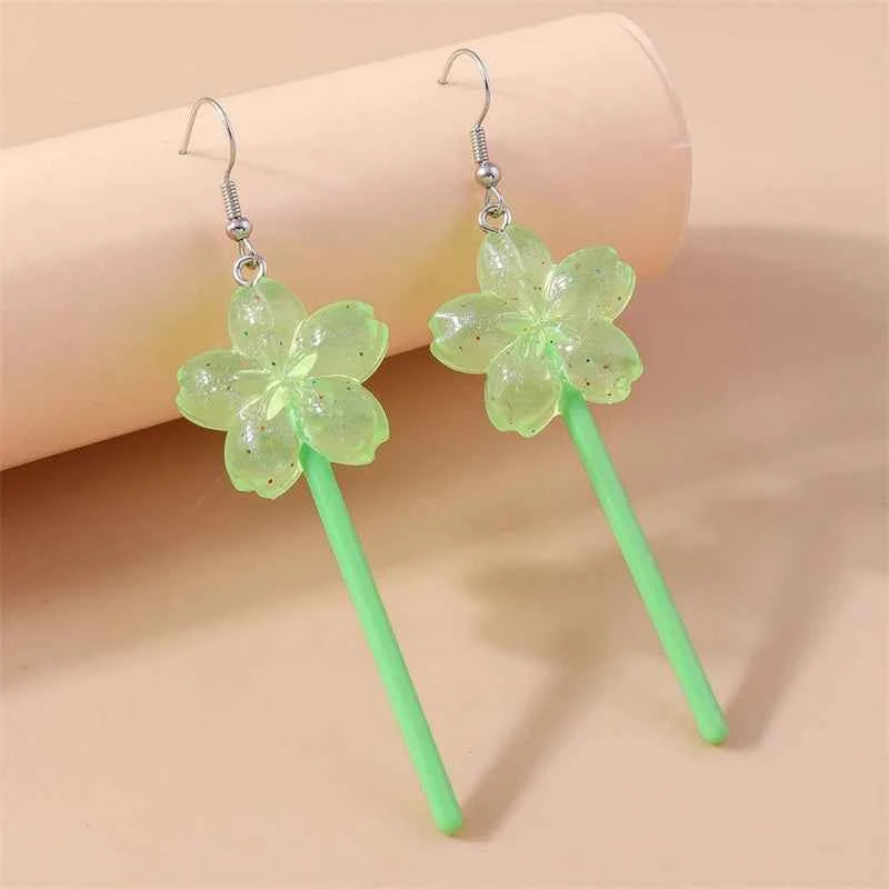 Sweet Candy Color Lollipop Drop Earrings for Women Funny Simulation Food Flower Dinosaur Dangle Hook Earrings Girls Jewelry Gift