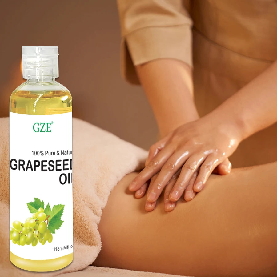 GZE Grapeseed Oil, Skin Care for Sensitive Skin, Light Silky Moisturizer for All Skin Type, Hair Strengthens Vegan Thickening - NamafadStore