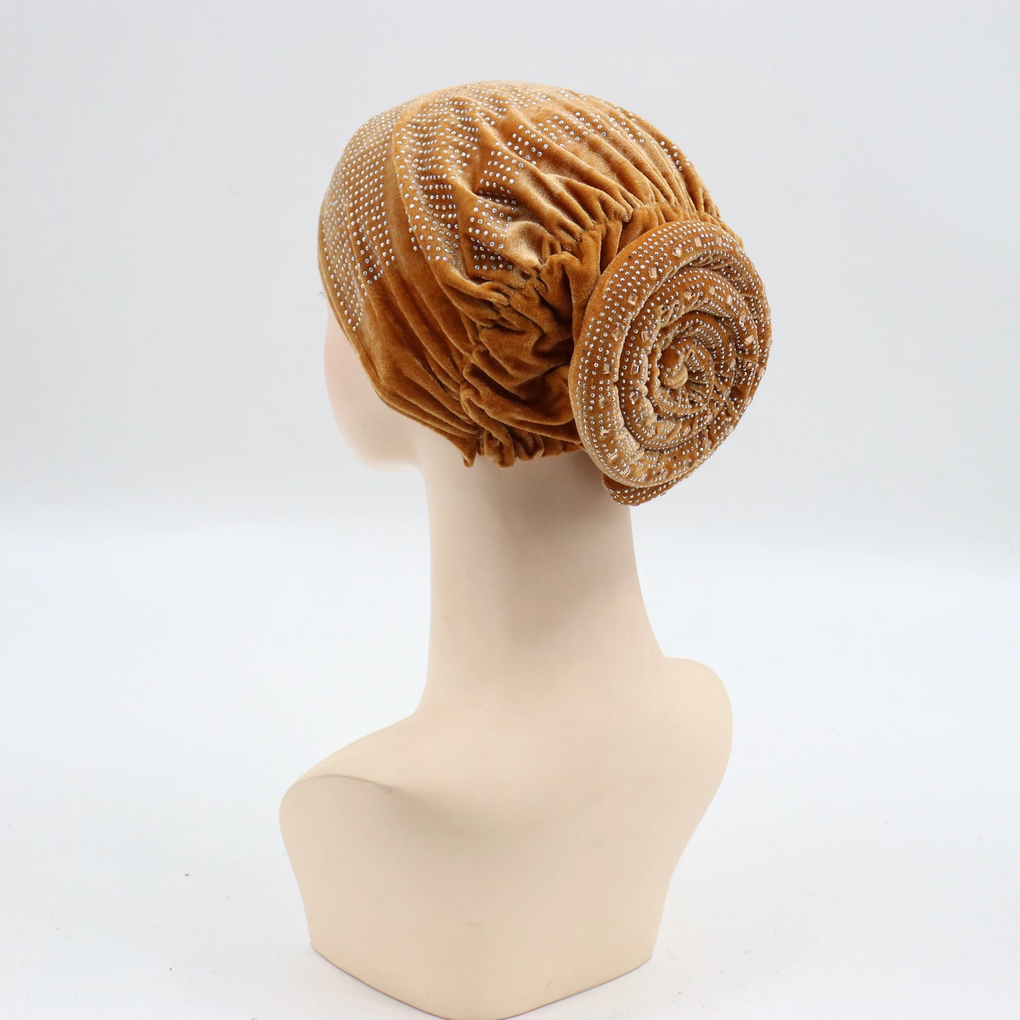 Soft Velvet Turban Cap for Women Muslim Headscarf Bonnet Elastic Female Headpiece Stylish Glitter Diamonds African Head Wraps - NamafadStore