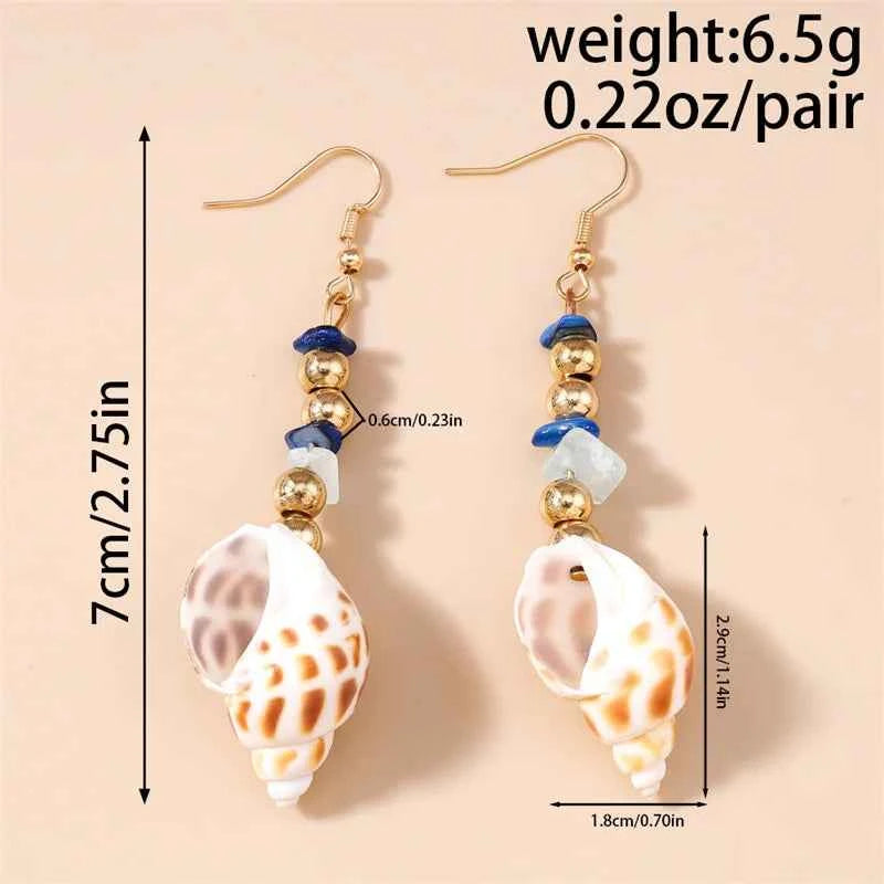 Cute Conch Starfish Shell Drop Earrings for Women Marine Organism Dangle Earrings Girls Students Party Holiday Jewelry Gifts
