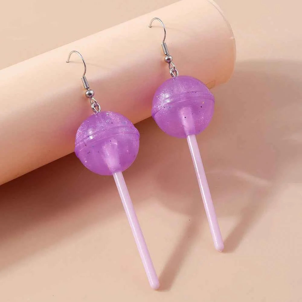 Cute Resin Candy Lollipop Earrings for Women Mini 3D Simulation Food Dangle Earrings Girls Kids Jewelry Gifts