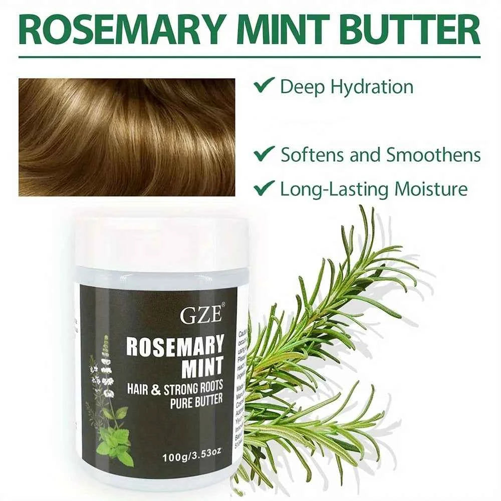 GZE Rosemary Mint Hair & Strong Roots Butter - Natural Hair Growth & Damage Repair Treatment for Stronger, Healthier Hair