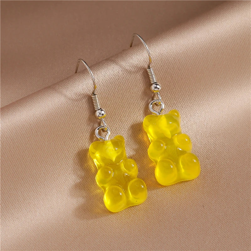 Cute Gummy Bear Stud Earrings for Women Candy Colors Animal Dangle Earrings Brincos Femme Girls Party Holiday Jewelry Gifts