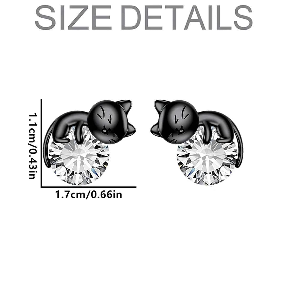 1Pair Cute Black Cat Crystal Earrings for Women Exquisite Pet Cat Jewelry Suitable for Birthday Gifts for Family and Friends