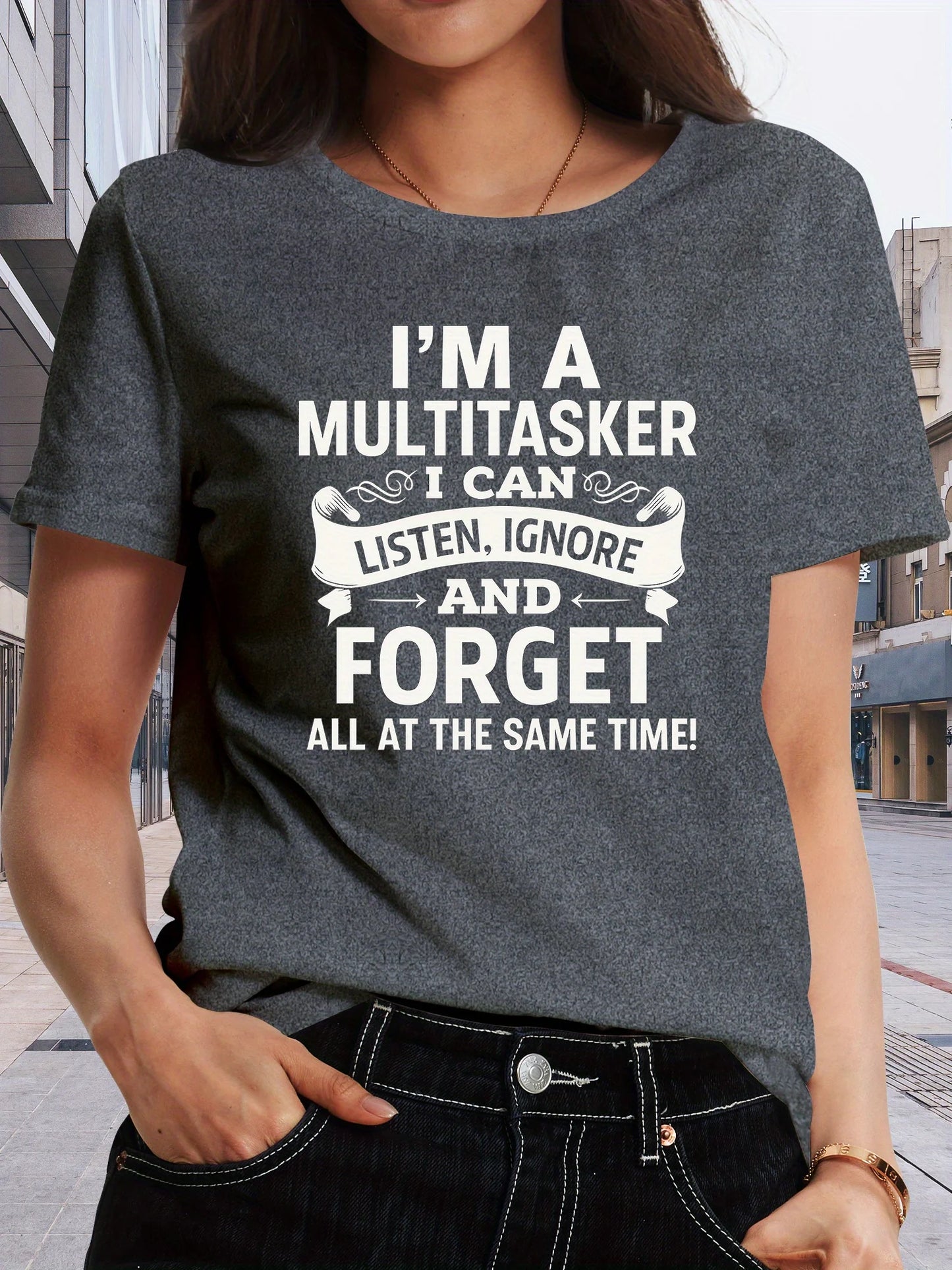 I'm A Multitasker Women's Tee, Funny Sarcastic Quote Black Top