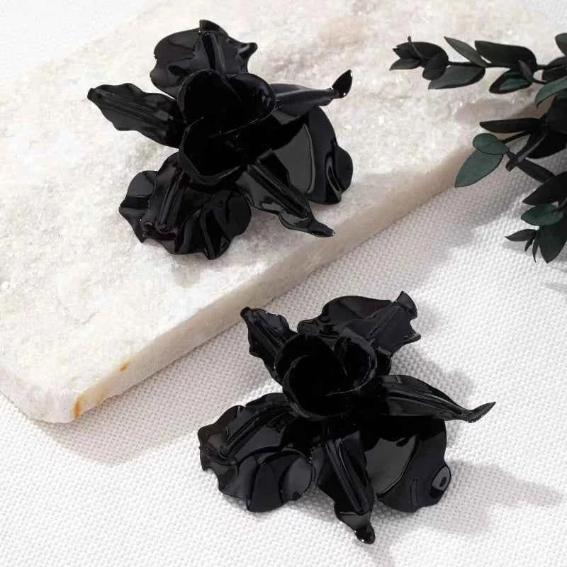 Exaggerated Large Size Spray Paint Flower Stud Earrings For Women Girls Holiday Party Gift Fashion Jewelry Ear Accessories DE049