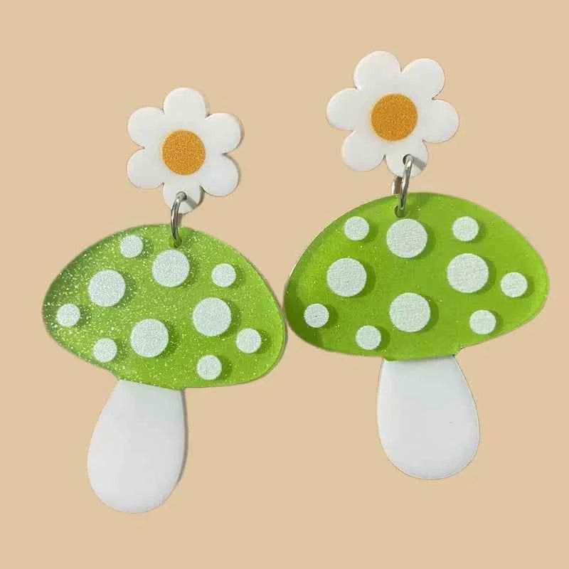 Cute Acrylic Mushroom Earrings For Women Novelty Plant Dangle Earring