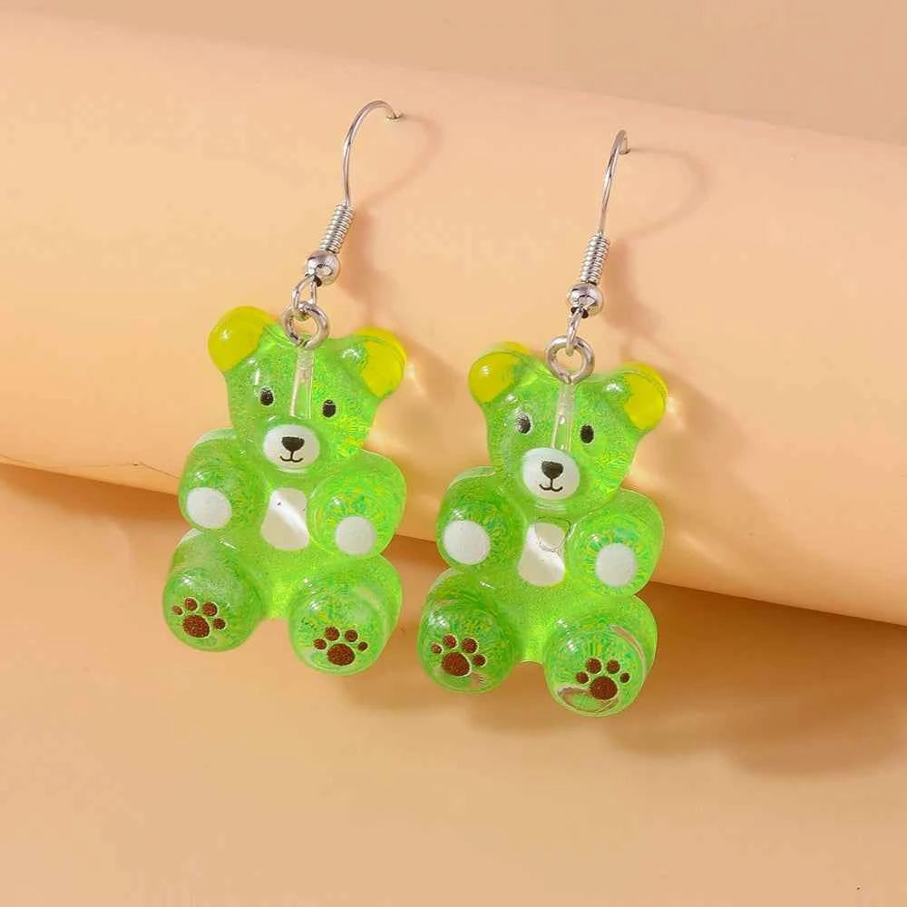 Cute Colorful Gummy Bear Drop Earrings for Women Girls Cartoon 3D Bear Earrings Party Holiday Jewelry Gifts