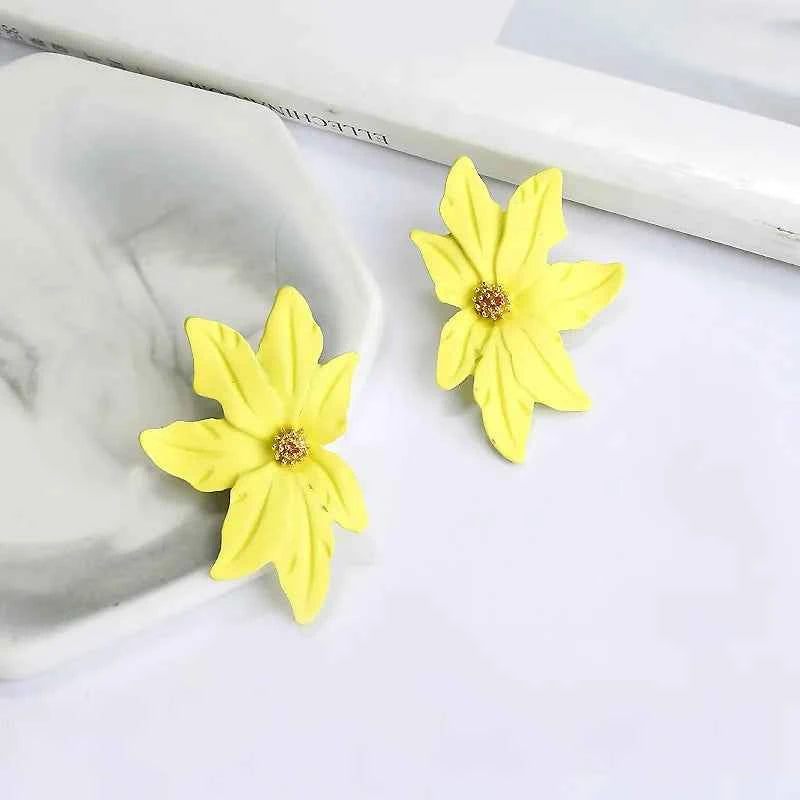 Korean New Double-layers Flower Drop Earrings for Ladies Exaggerated Women Floral Earrings Fashion Jewelry aretes de mujer