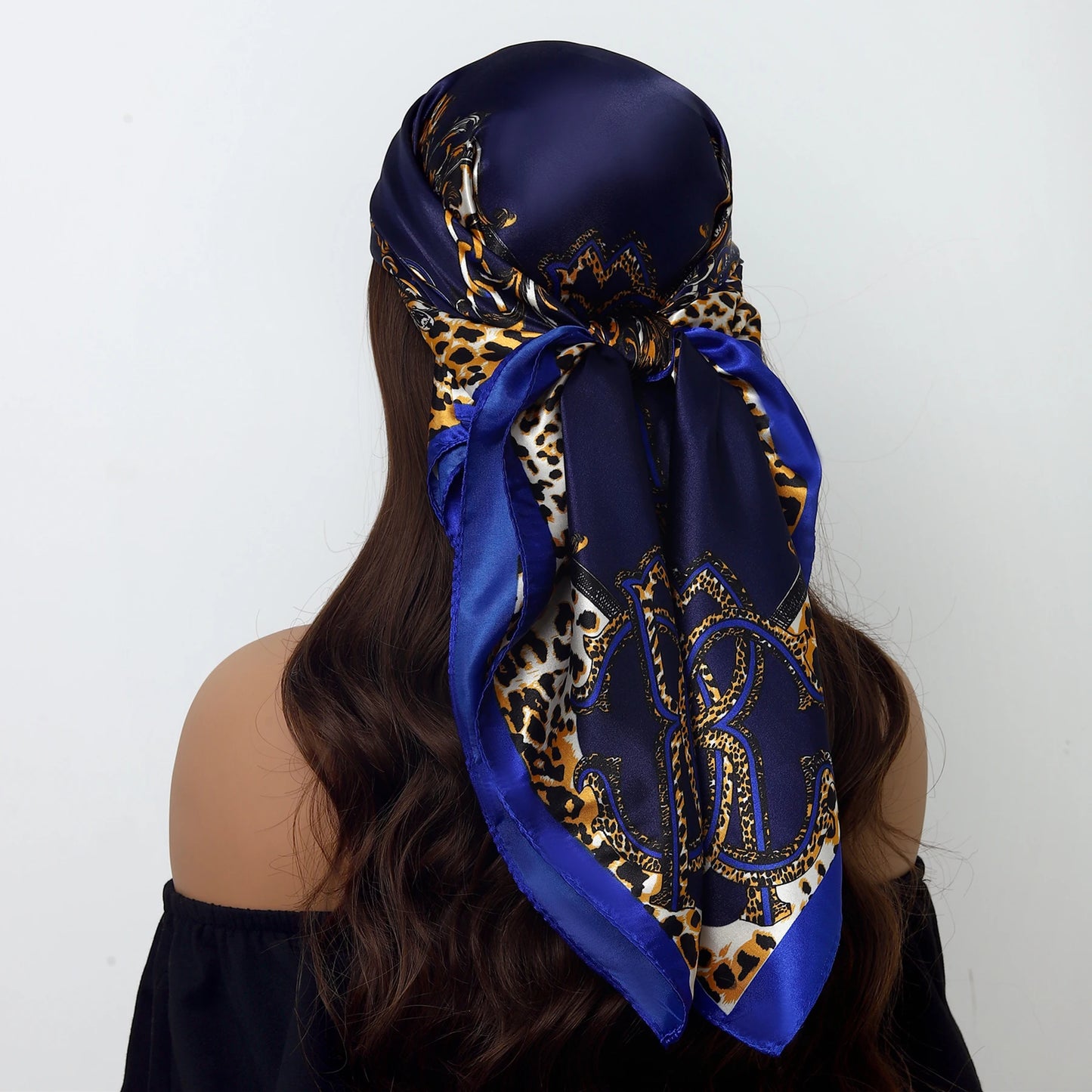 Luxury Brand Silk Scarf Fashion Foulard Satin Shawl Leopard 90*90cm Square Head Scarves Women Bandanna Pareo Headscarf - NamafadStore