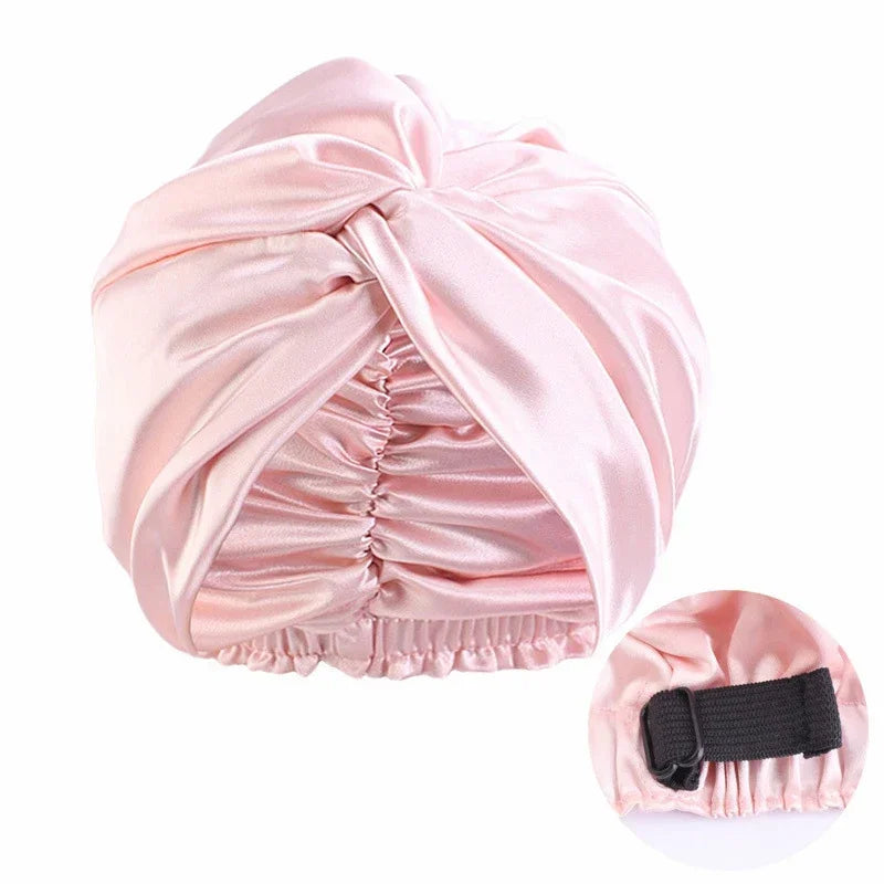 Big Flower Muslim Women Turban Satin Head Wrap Hijab Sleep Night Hat Chemo Cap Indian Elastic Beanie Ladies Hair Loss Headwear - NamafadStore