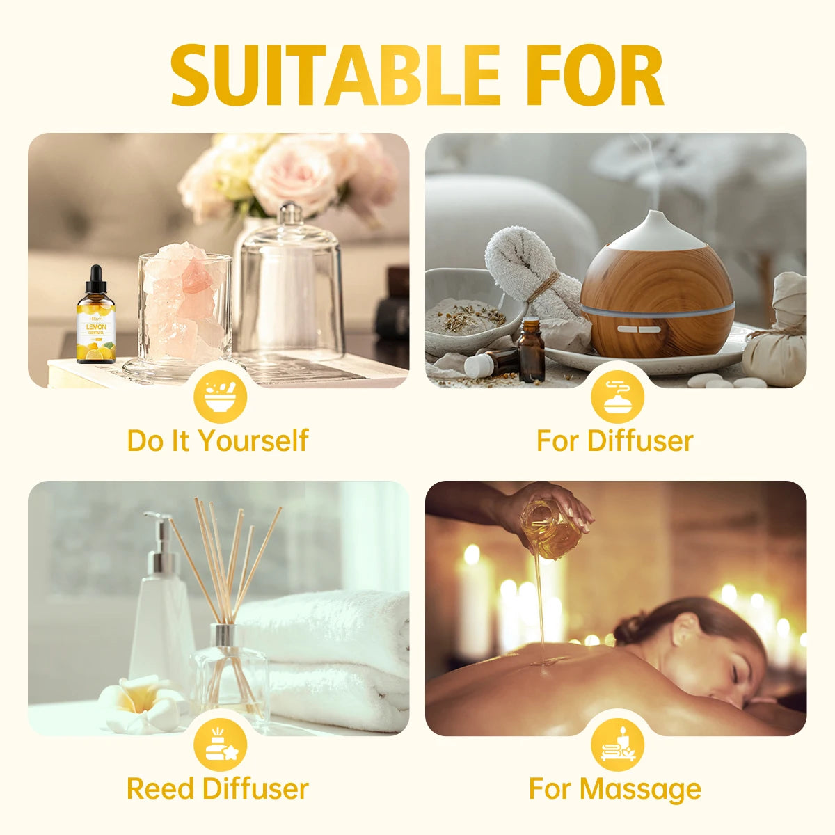 Lemon essential oil for humidifiers, aromatherapy machines, massage, skin care, body care, suitable for all skin types - NamafadStore