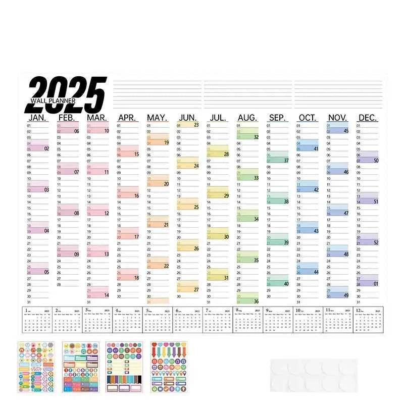 Large 2025 Schedules Calendar Planner Monthly Paper Weekly Planning Notepad Notebook Agenda Wall Calendar 365 Day Plan Hanging